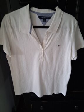 Tommy Hilfiger White Short-Sleeve Button Down Golf Shirt